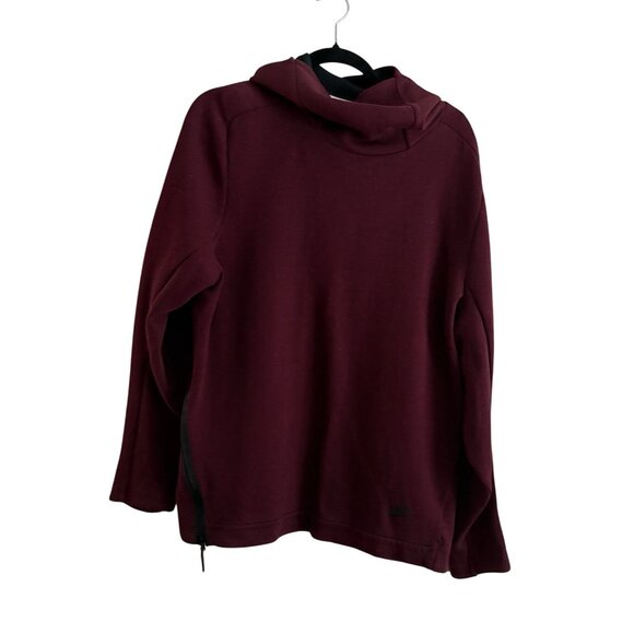 Nike Men Size L Burgundy Side Zip Sportswear Tech Fleece Funnel Neck Hoodie - Picture 2 of 13